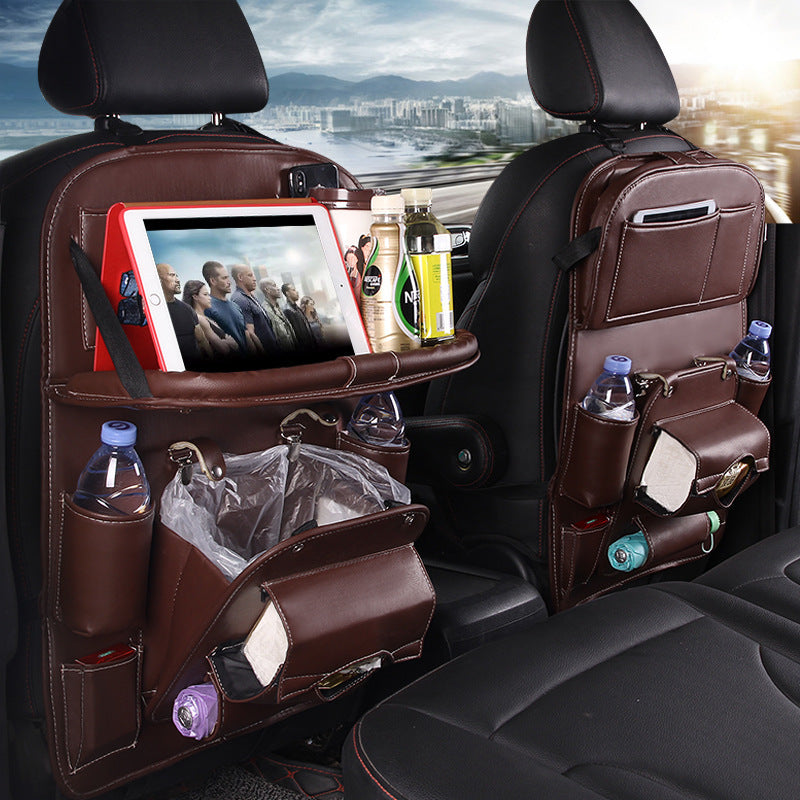 PU Leather Car Multifunction Seat Back Organizer with Tray