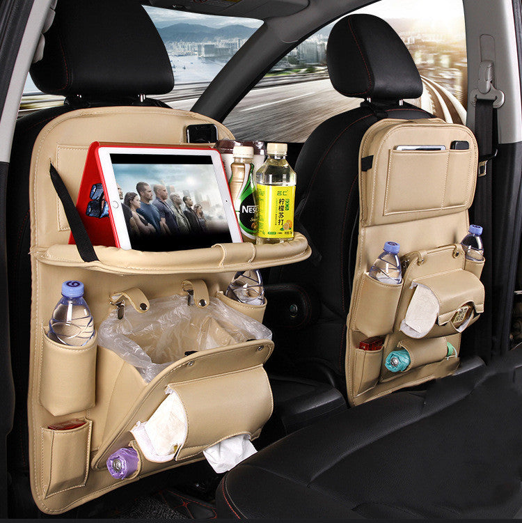 PU Leather Car Multifunction Seat Back Organizer with Tray