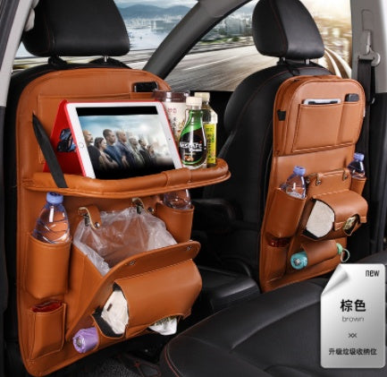PU Leather Car Multifunction Seat Back Organizer with Tray