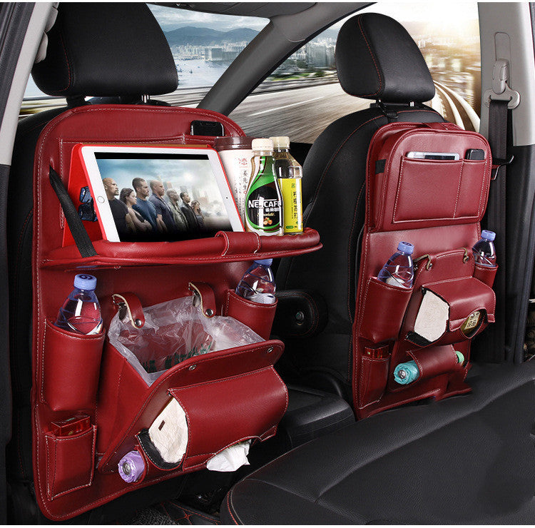 PU Leather Car Multifunction Seat Back Organizer with Tray