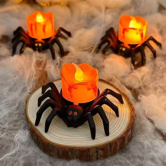 Spooky Pumpkin Spider Candle Light