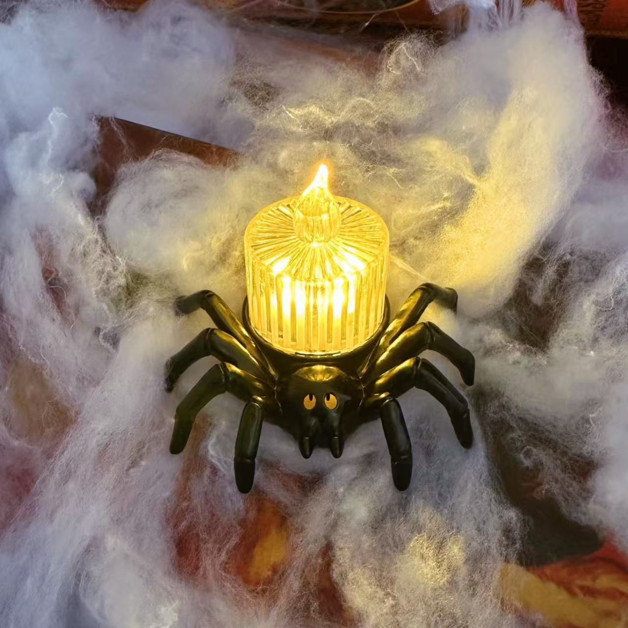 Spooky Pumpkin Spider Candle Light