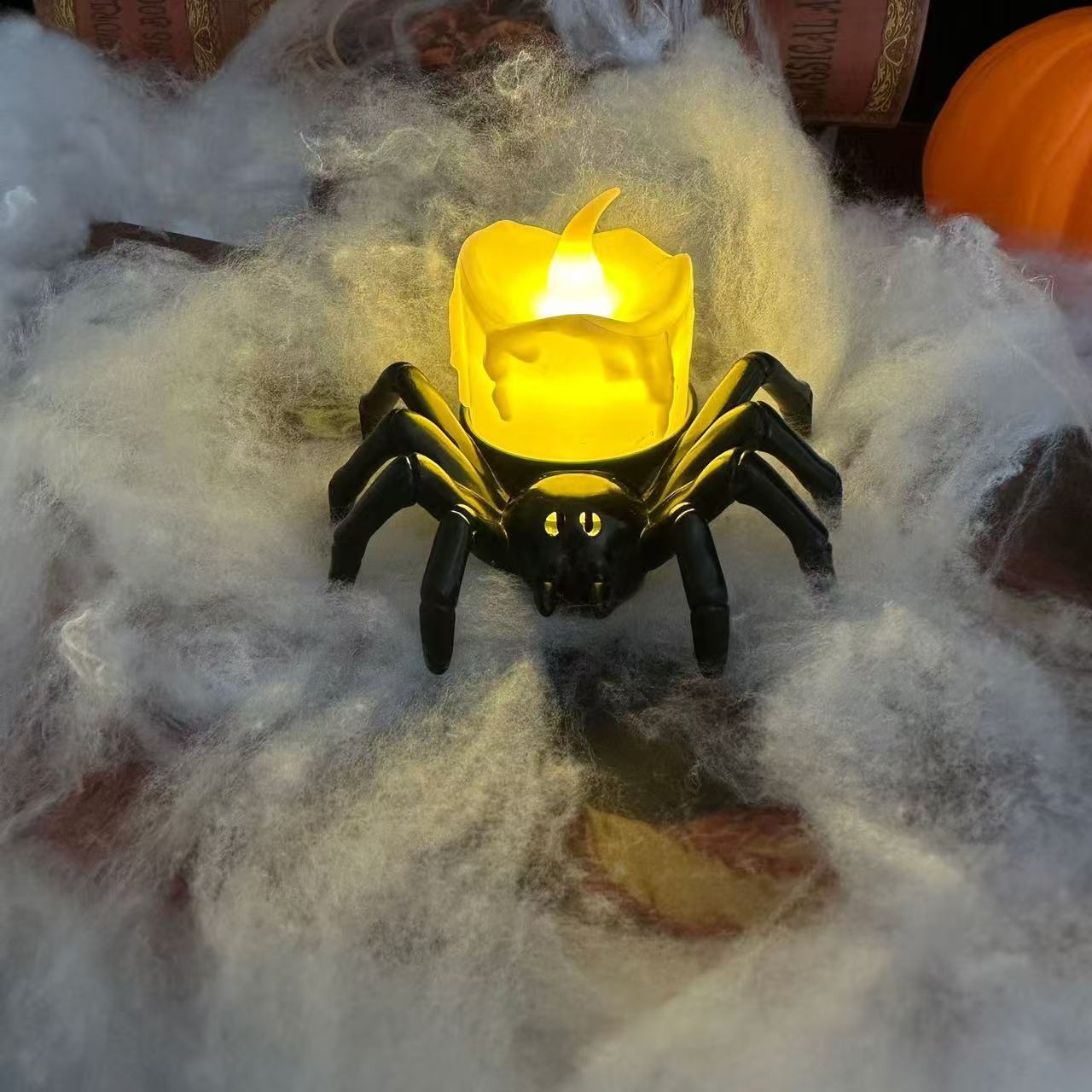 Spooky Pumpkin Spider Candle Light