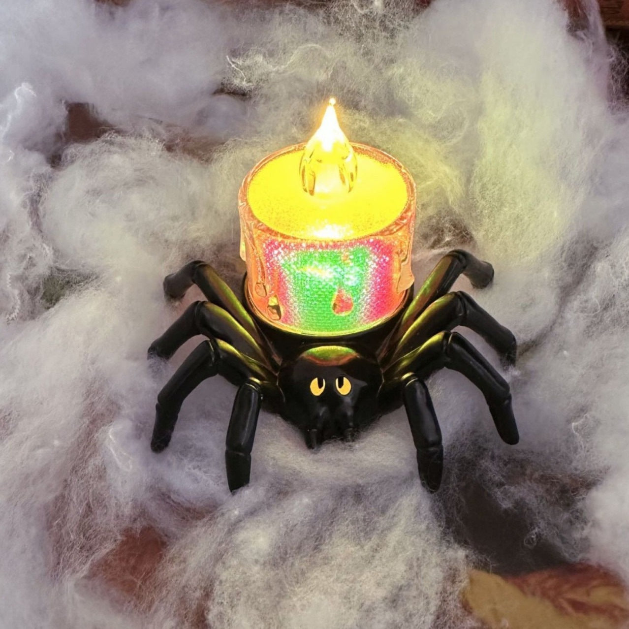 Spooky Pumpkin Spider Candle Light